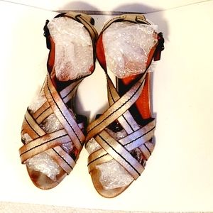 Nicole leather strappy mini wedge size 8 1/2